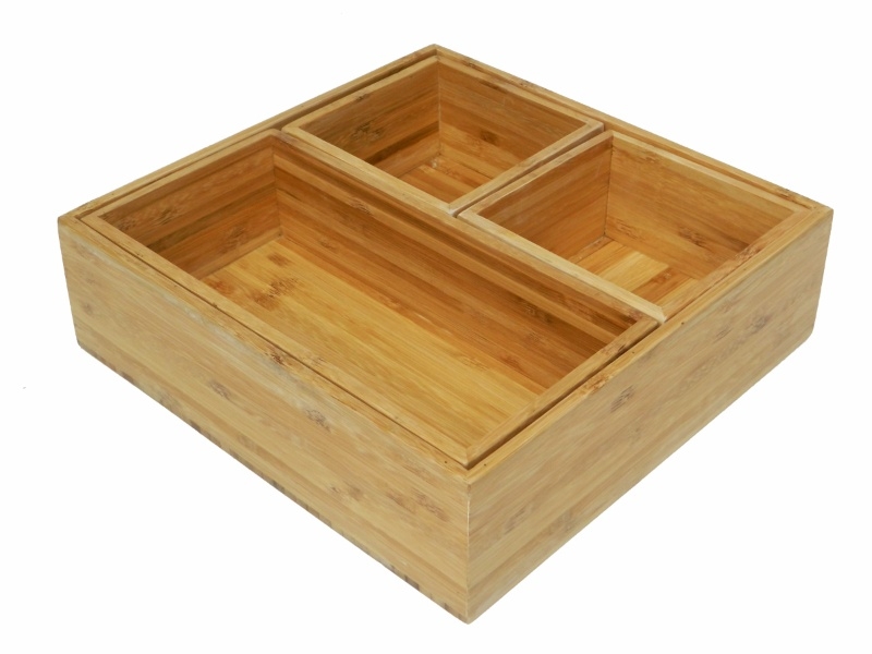 Refined Square Bamboo Modular Storage Organizer - Eco-Friendly Drawer Dividers